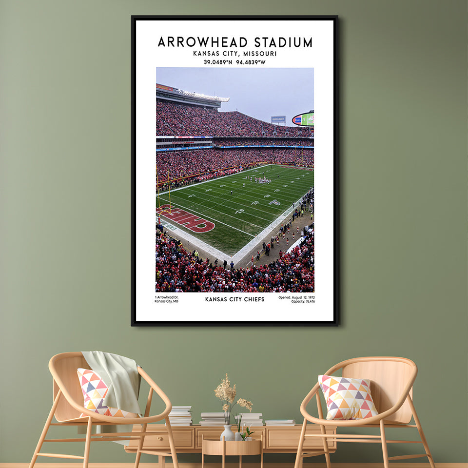 Arrowhead Stadium Print, Kansas City, American Wall Art, Sport Art Print, Framed Canvas Prints Wall Art