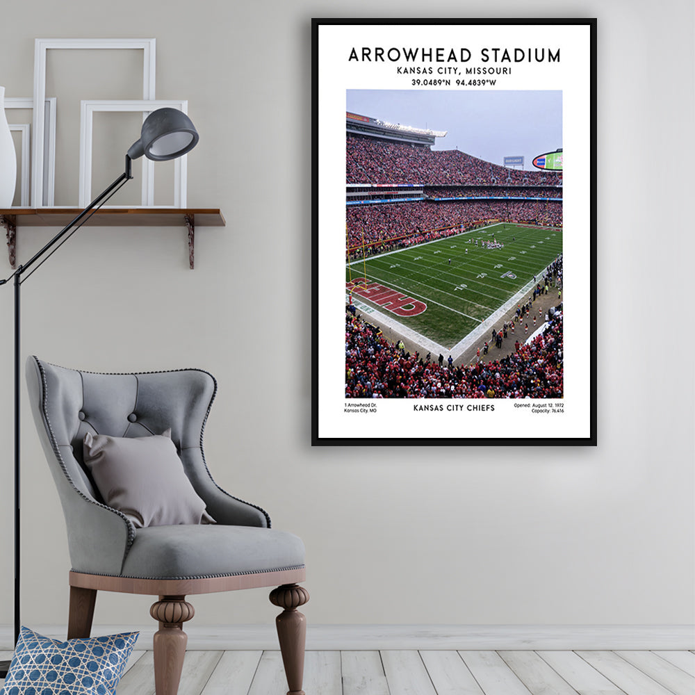 Arrowhead Stadium Print, Kansas City, American Wall Art, Sport Art Print, Framed Canvas Prints Wall Art