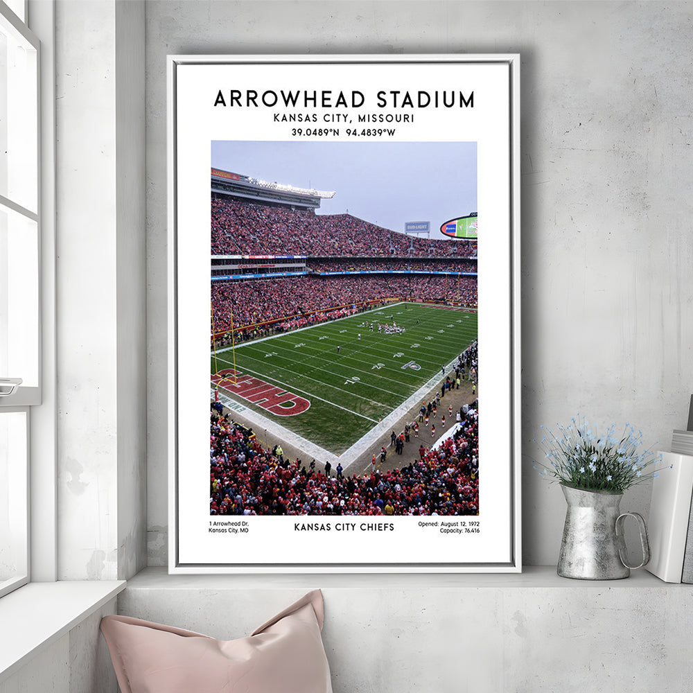 Arrowhead Stadium Print, Kansas City, American Wall Art, Sport Art Print, Framed Canvas Prints Wall Art