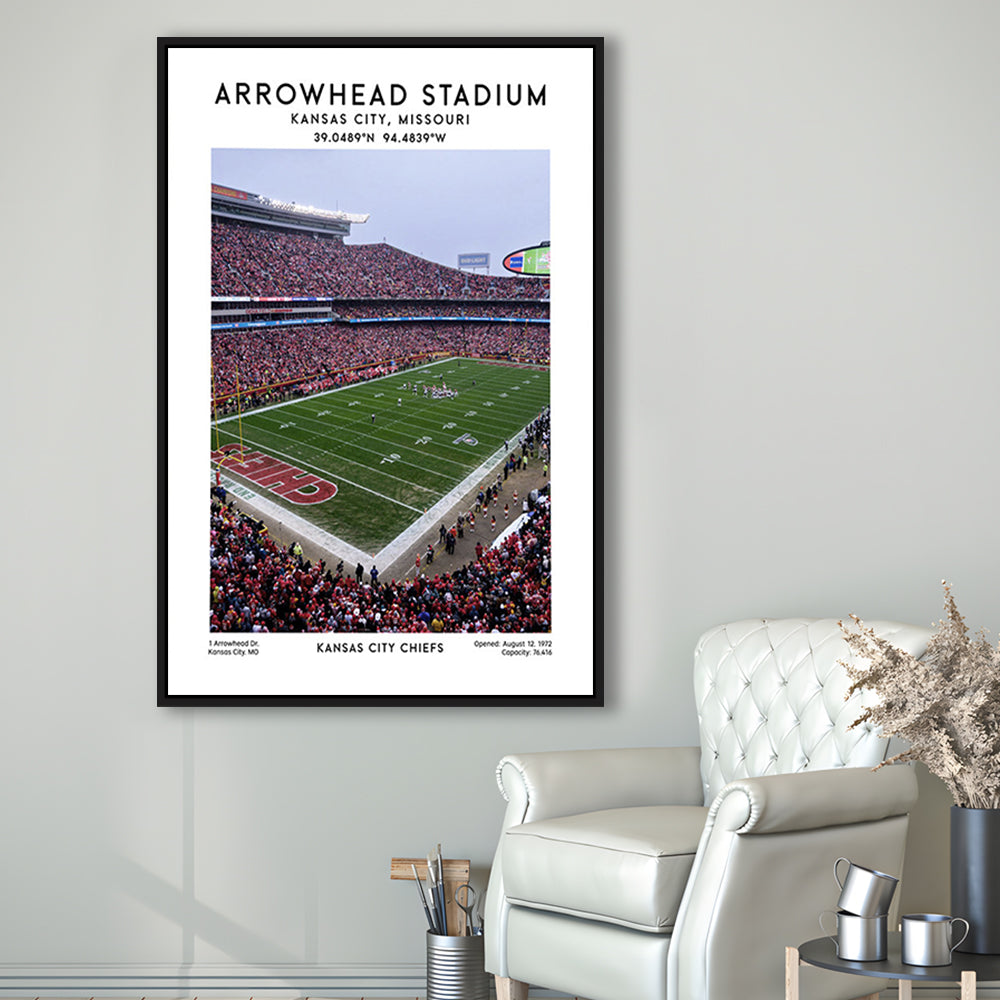 Arrowhead Stadium Print, Kansas City, American Wall Art, Sport Art Print, Framed Canvas Prints Wall Art