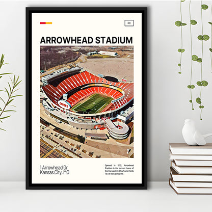 Arrowhead Stadium Print, Kansas City Chiefs Stadium Canvas Art, Man Cave Gift, Floating Framed Canvas Print Wall Art
