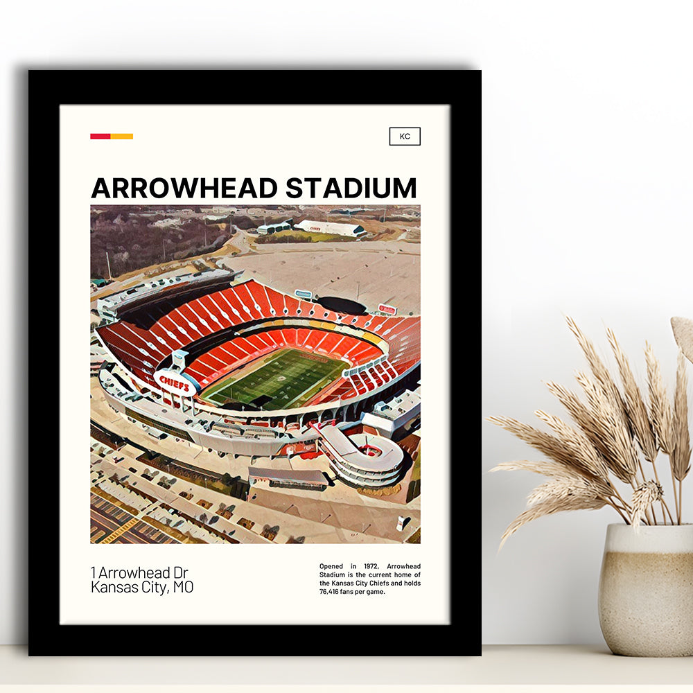 Arrowhead Stadium Print, Kansas City Chiefs Stadium Art, Gifts for him, Sport Art, Framed Art Print Wall Decor