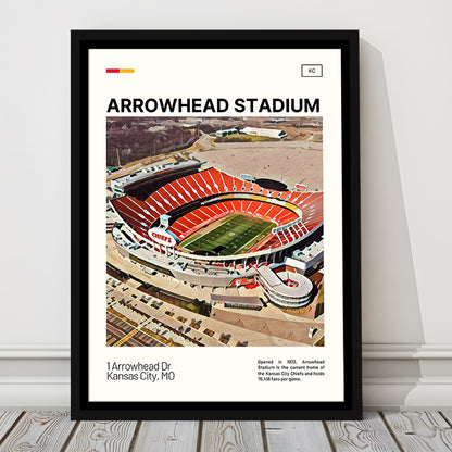 Arrowhead Stadium Print, Kansas City Chiefs Stadium Canvas Art, Man Cave Gift, Floating Framed Canvas Print Wall Art
