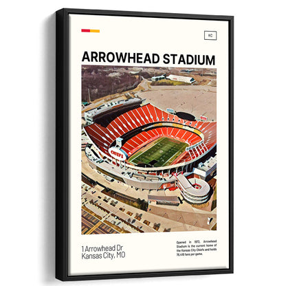 Arrowhead Stadium Print, Kansas City Chiefs Stadium Canvas Art, Man Cave Gift, Floating Framed Canvas Print Wall Art