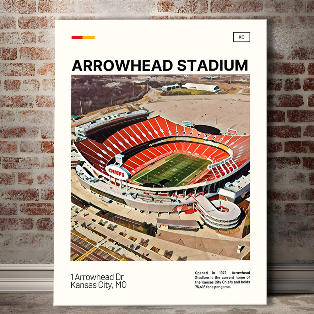 Arrowhead Stadium Print, Kansas City Chiefs Stadium Canvas Art, Fan Gifts, Sport Art, Canvas Print Wall Art