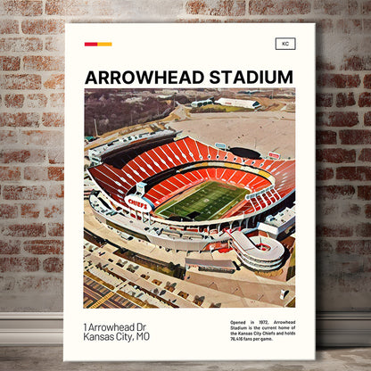 Arrowhead Stadium Print, Kansas City Chiefs Stadium Canvas Art, Fan Gifts, Sport Art, Canvas Print Wall Art