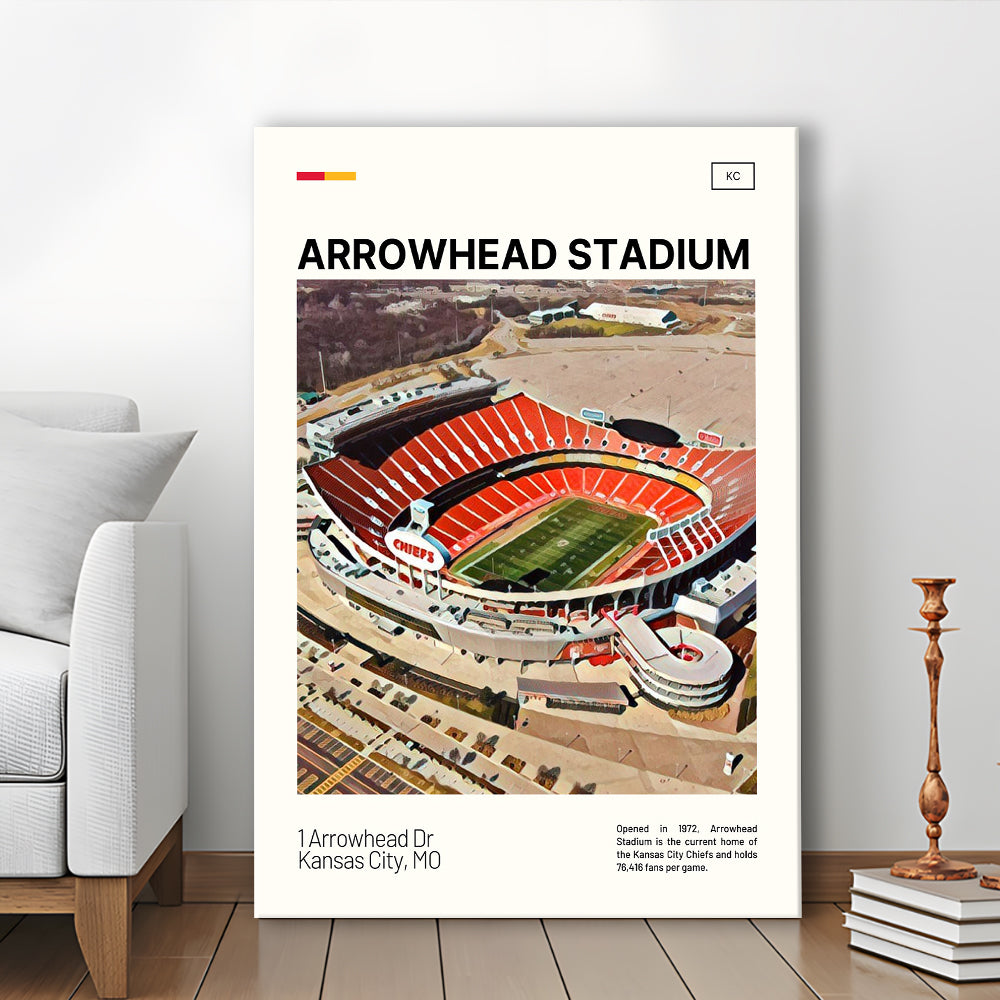 Arrowhead Stadium Print, Kansas City Chiefs Stadium Canvas Art, Fan Gifts, Sport Art, Canvas Print Wall Art
