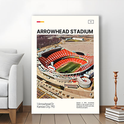 Arrowhead Stadium Print, Kansas City Chiefs Stadium Canvas Art, Fan Gifts, Sport Art, Canvas Print Wall Art