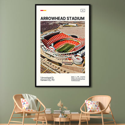 Arrowhead Stadium Print, Kansas City Chiefs Stadium Canvas Art, Man Cave Gift, Floating Framed Canvas Print Wall Art