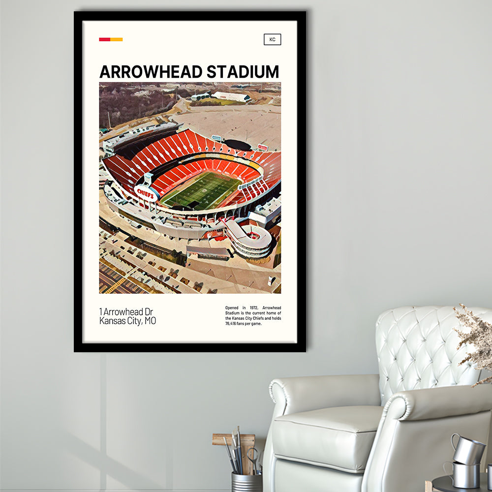 Arrowhead Stadium Print, Kansas City Chiefs Stadium Art, Gifts for him, Sport Art, Framed Art Print Wall Decor