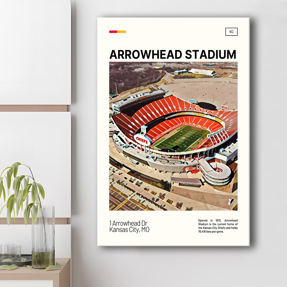 Arrowhead Stadium Print, Kansas City Chiefs Stadium Canvas Art, Fan Gifts, Sport Art, Canvas Print Wall Art