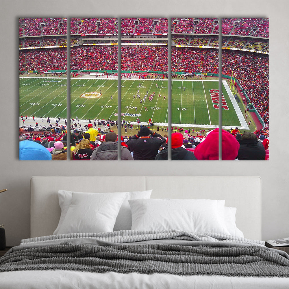 Arrowhead Stadium, Stadium Canvas, Sport Art, 5 Panel B, Extra Large Canvas, Canvas Print Wall Art