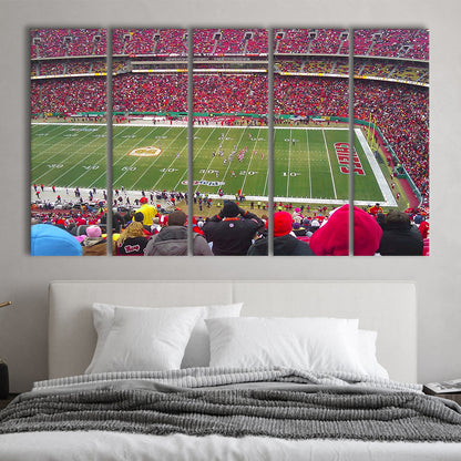 Arrowhead Stadium, Stadium Canvas, Sport Art, 5 Panel B, Extra Large Canvas, Canvas Print Wall Art