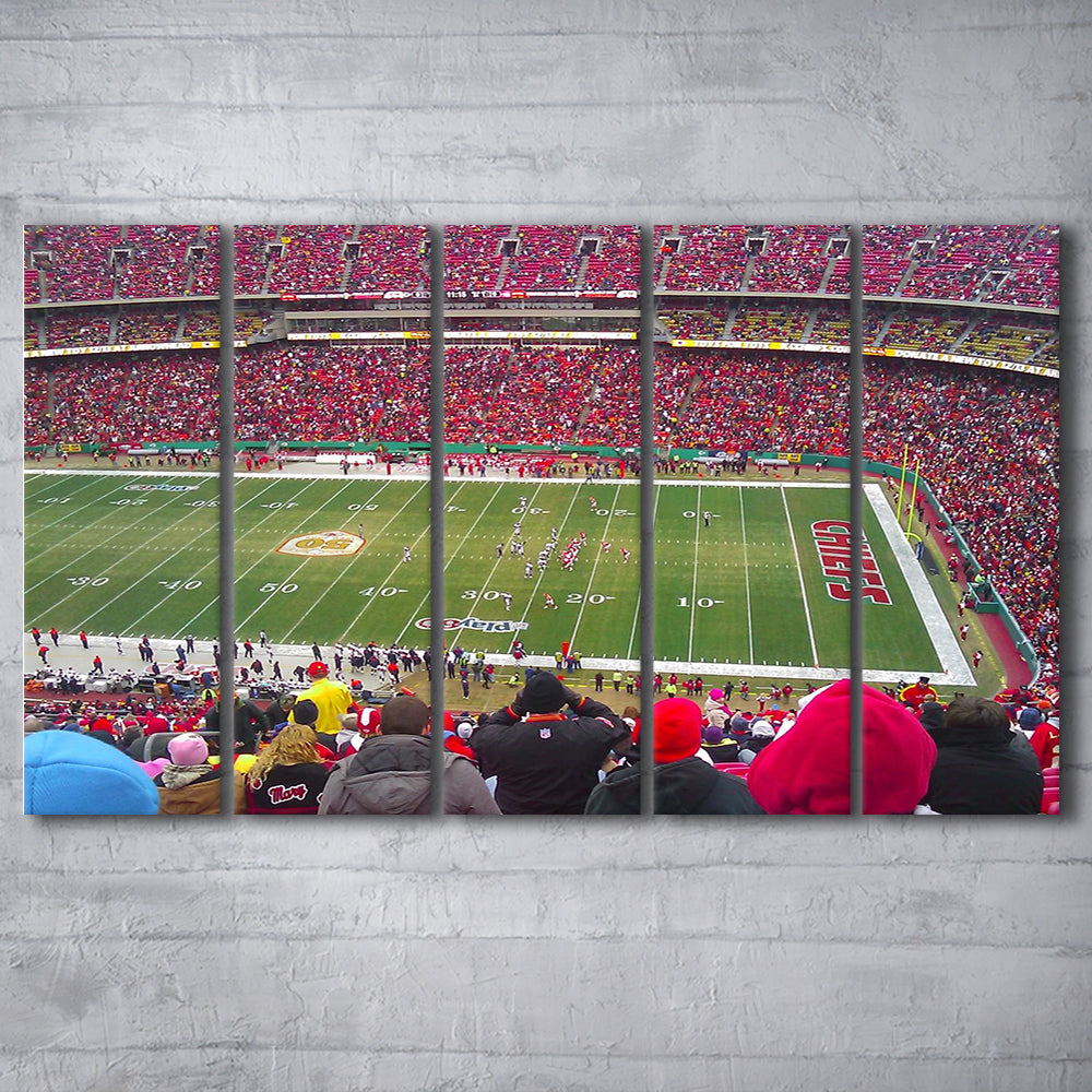 Arrowhead Stadium, Stadium Canvas, Sport Art, 5 Panel B, Extra Large Canvas, Canvas Print Wall Art