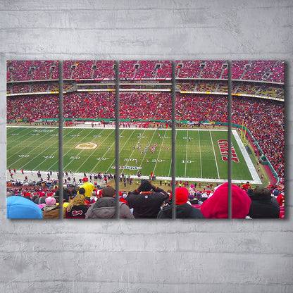 Arrowhead Stadium, Stadium Canvas, Sport Art, 5 Panel B, Extra Large Canvas, Canvas Print Wall Art