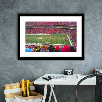 Arrowhead Stadium, Stadium Canvas, Sport Art, Gift for him, White Border Framed Art Print Wall Decor