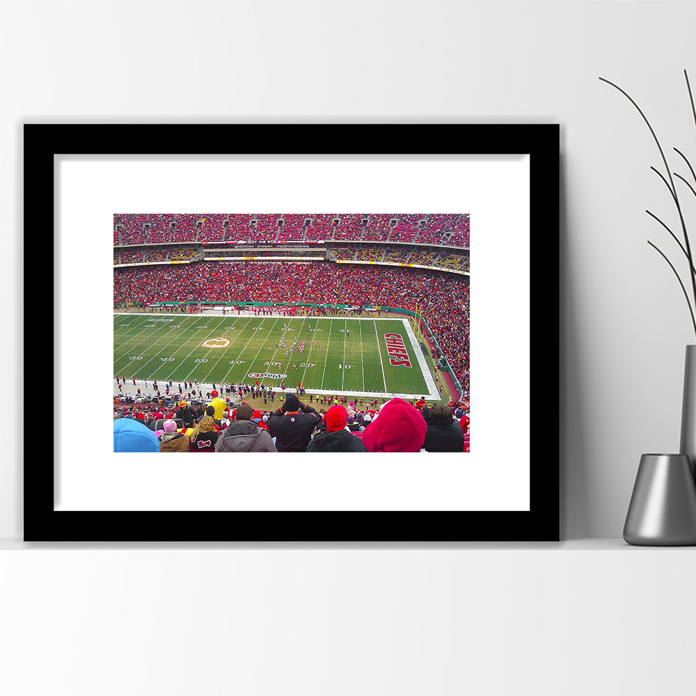 Arrowhead Stadium, Stadium Canvas, Sport Art, Gift for him, White Border Framed Art Print Wall Decor