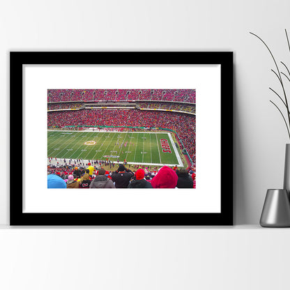 Arrowhead Stadium, Stadium Canvas, Sport Art, Gift for him, White Border Framed Art Print Wall Decor