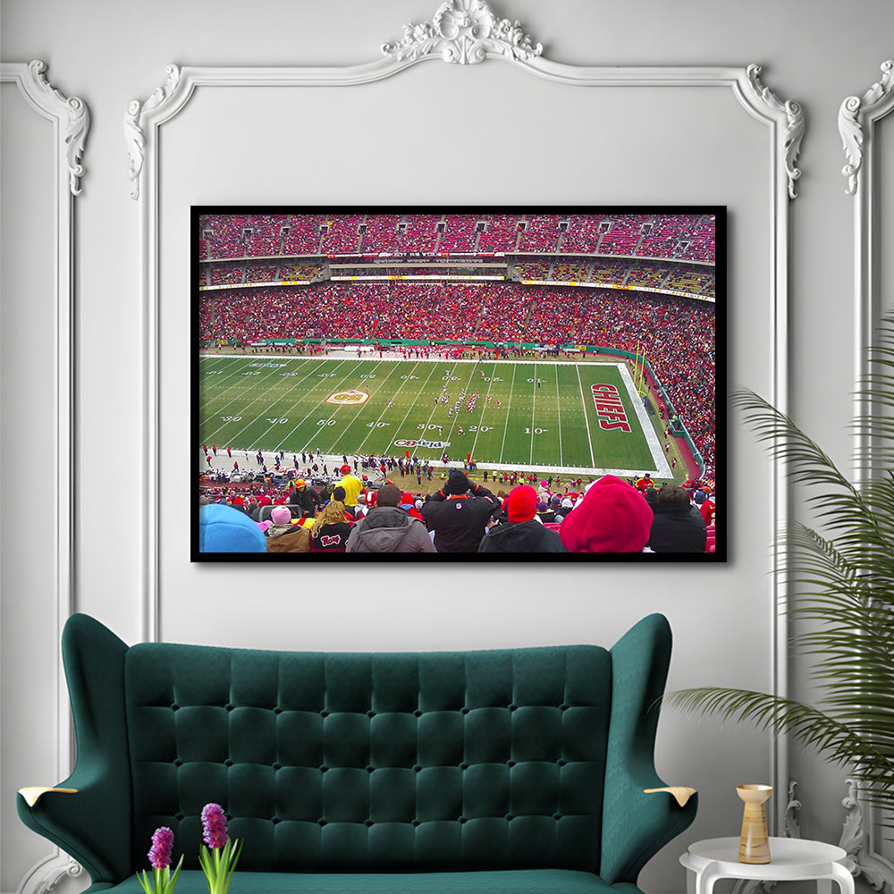Arrowhead Stadium, Stadium Canvas, Sport Art, Gift for him, Framed Art Print Wall Decor, Picture Framed