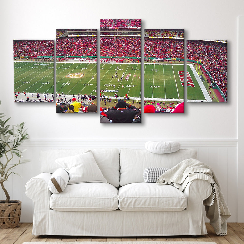 Arrowhead Stadium, Stadium Canvas, Sport Art, Gift for him, 5 Panel, Large Canvas, Canvas Print Wall Art