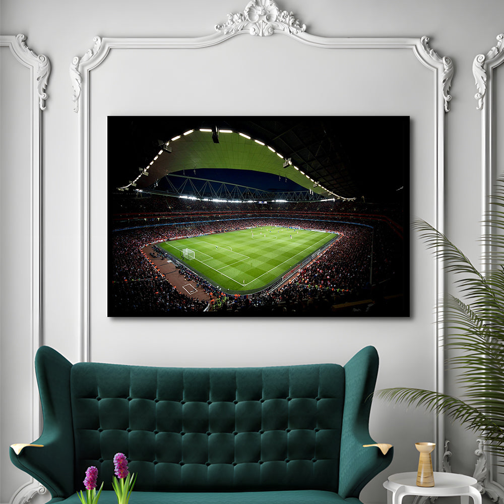 Arsenal Emirates Stadium at Night, Stadium Canvas, Sport Art, Gift for him, Framed Art Print Wall Decor, Picture Framed