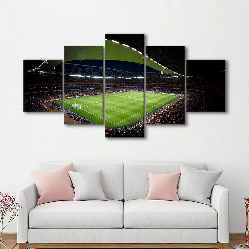 Arsenal Emirates Stadium at Night, Stadium Canvas, Sport Art, Gift for him, 5 Panel, Large Canvas, Canvas Print Wall Art