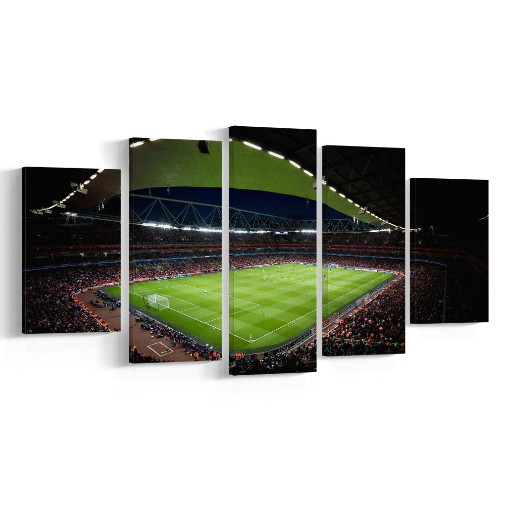 Arsenal Emirates Stadium at Night, Stadium Canvas, Sport Art, Gift for him, 5 Panel, Large Canvas, Canvas Print Wall Art