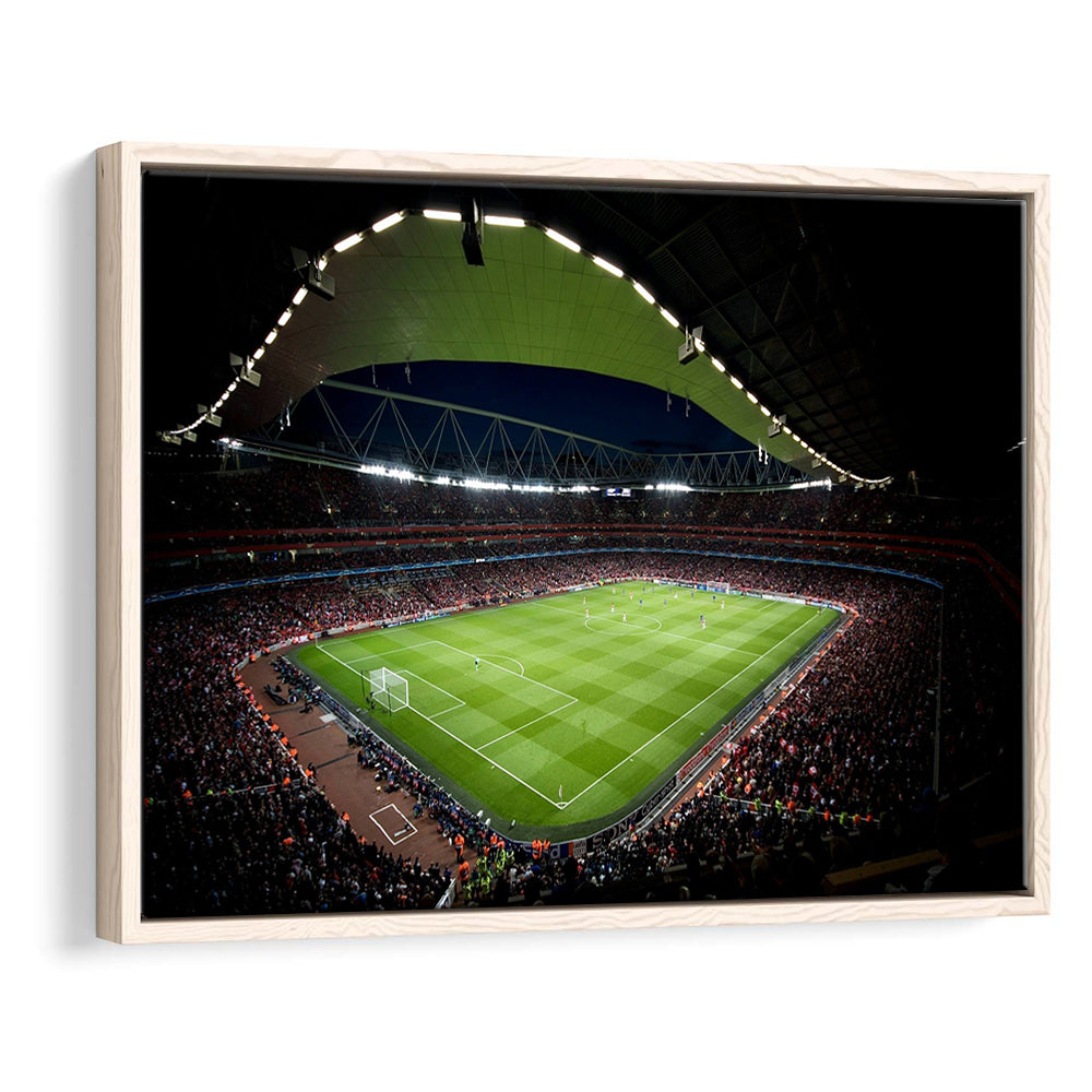Arsenal Emirates Stadium at Night, Stadium Canvas, Sport Art, Framed Canvas Print Wall Art, Floating Frame
