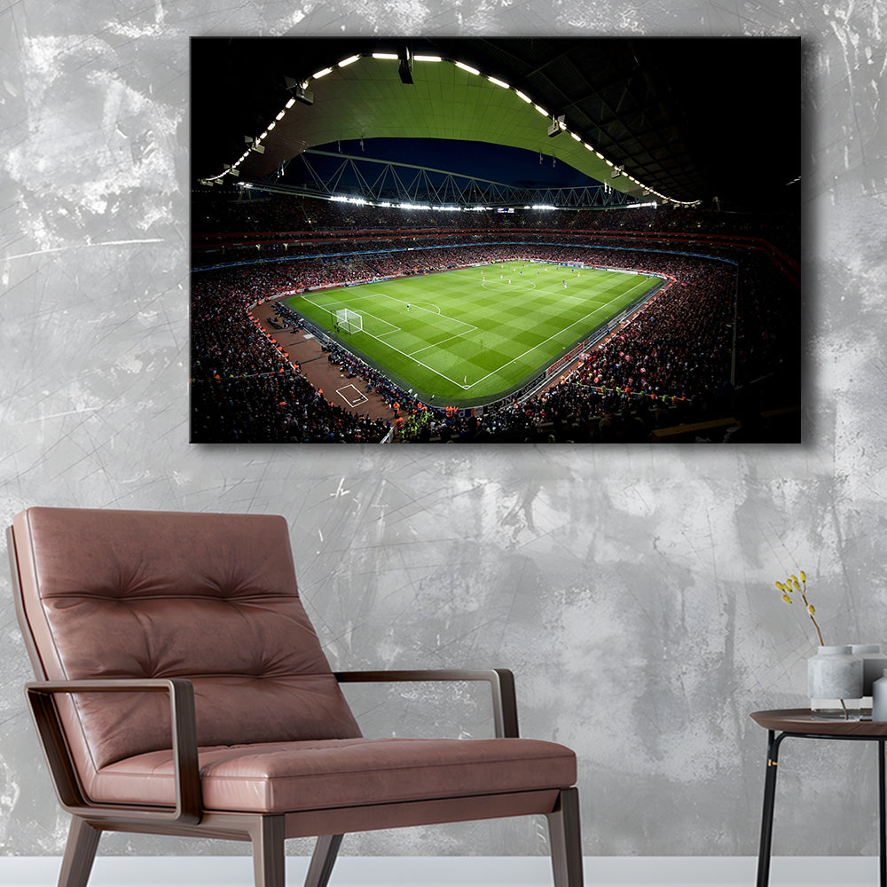 Arsenal Emirates Stadium at Night, Stadium Canvas, Sport Art, Gift for him, Man Cave Decor, Art Print, Canvas Print Wall Art