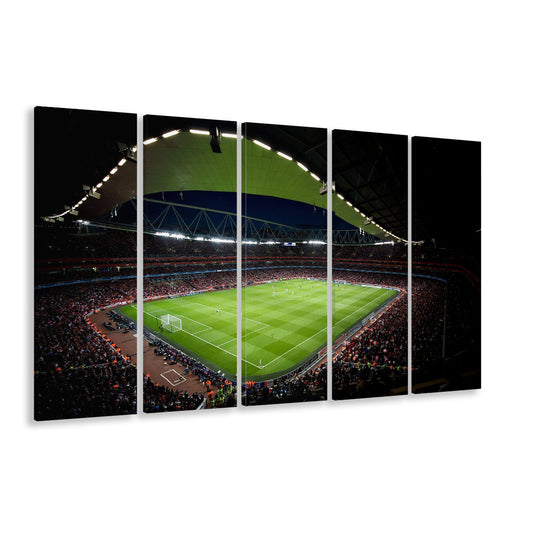 Arsenal Emirates Stadium at Night, Stadium Canvas, Sport Art, 5 Panel B, Extra Large Canvas, Canvas Print Wall Art