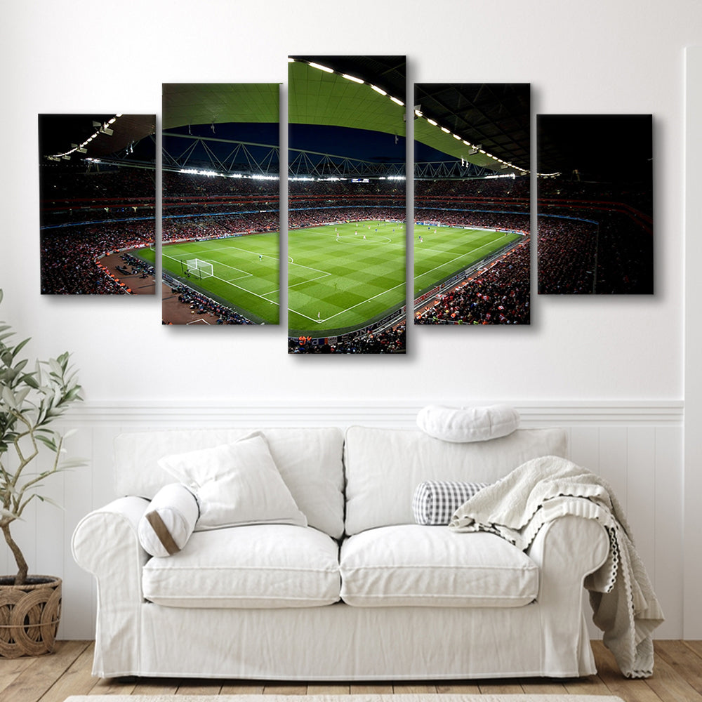 Arsenal Emirates Stadium at Night, Stadium Canvas, Sport Art, Gift for him, 5 Panel, Large Canvas, Canvas Print Wall Art