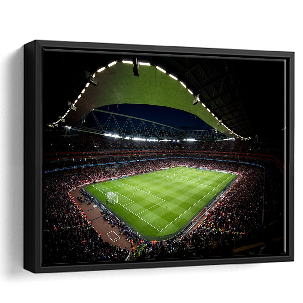 Arsenal Emirates Stadium at Night, Stadium Canvas, Sport Art, Framed Canvas Print Wall Art, Floating Frame