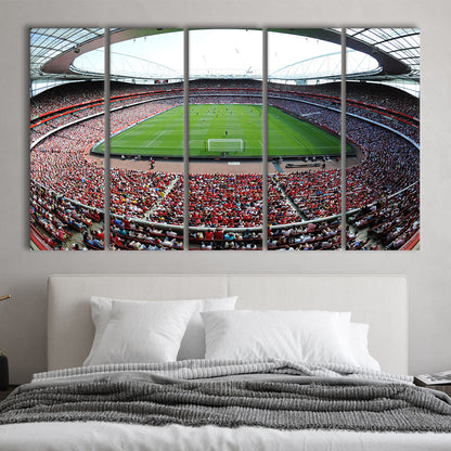 Arsenal Football Stadium in London, Stadium Canvas, Sport Art, 5 Panel B, Extra Large Canvas, Canvas Print Wall Art