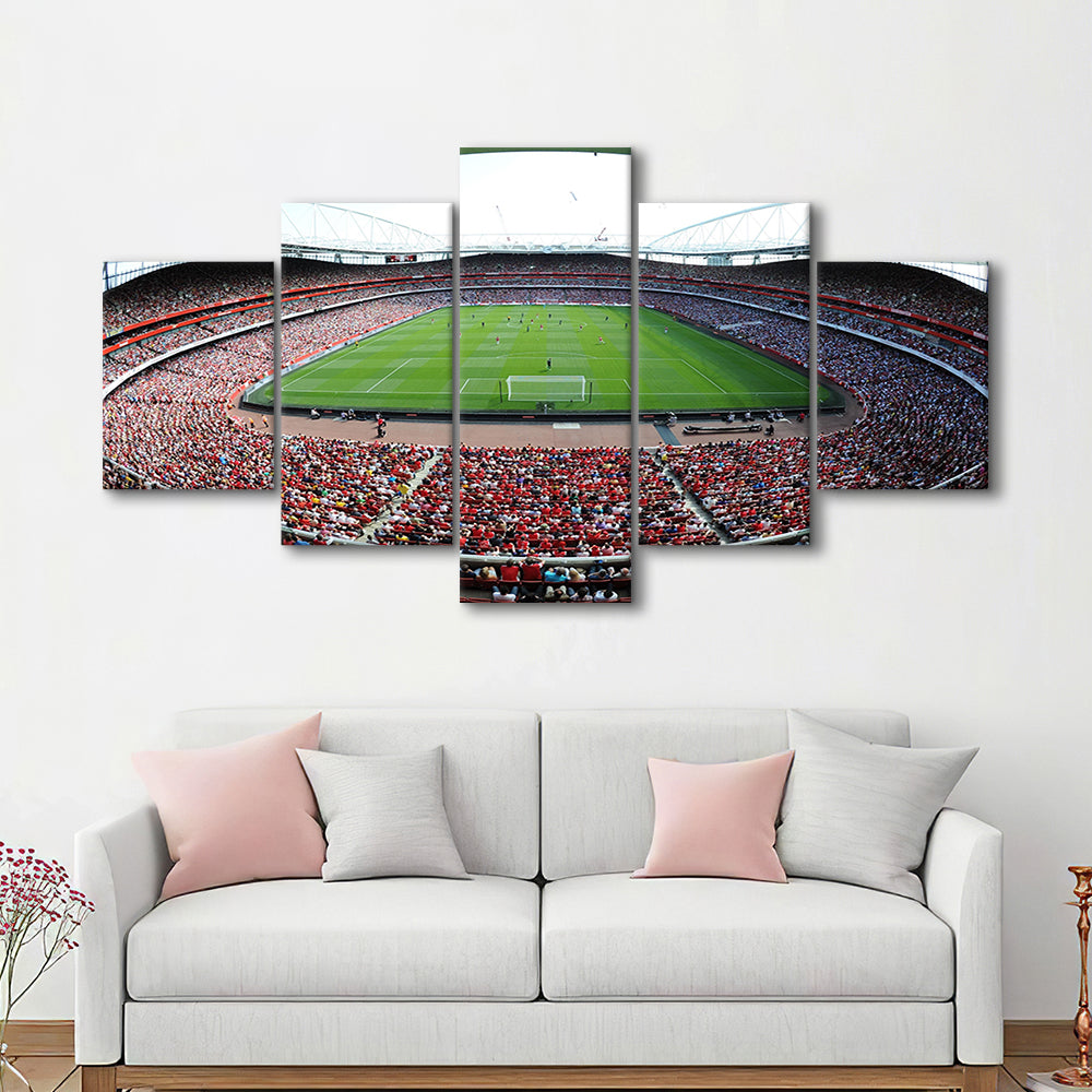 Arsenal Football Stadium in London, Stadium Canvas, Sport Art, Gift for him, 5 Panel, Large Canvas, Canvas Print Wall Art