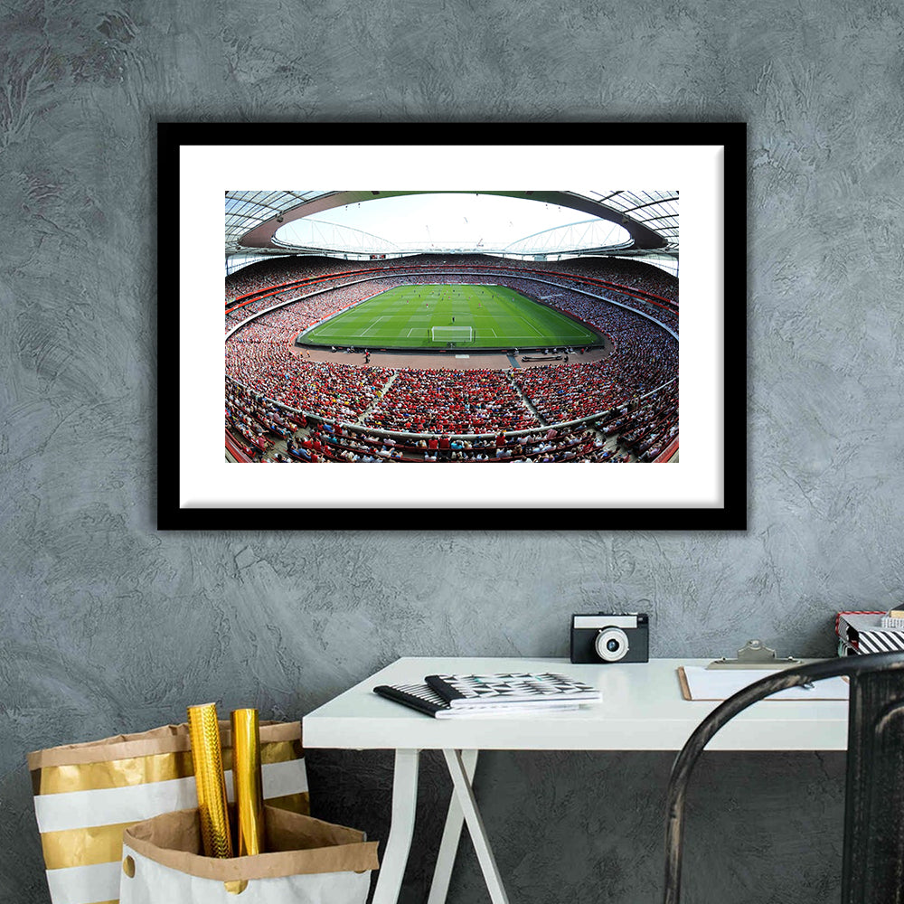 Arsenal Football Stadium in London, Stadium Canvas, Sport Art, Gift for him, White Border Framed Art Print Wall Decor