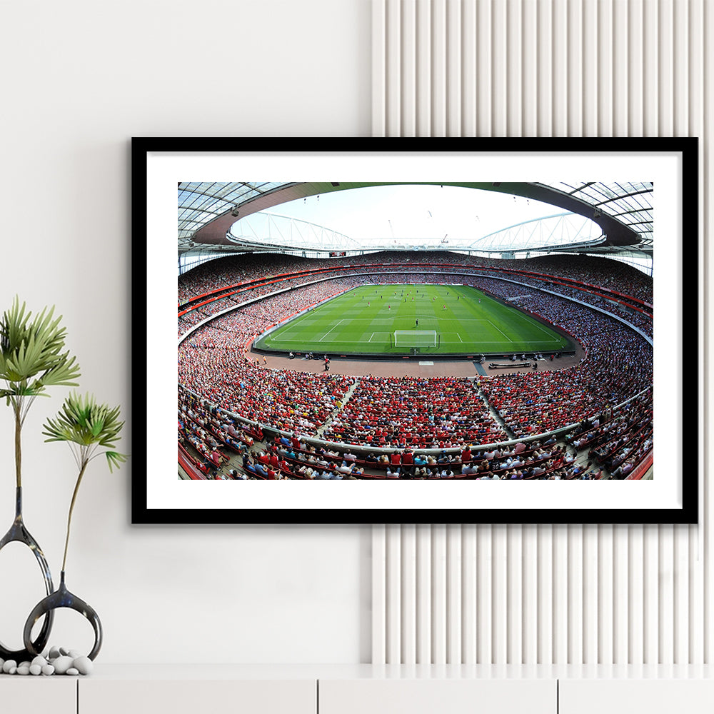 Arsenal Football Stadium in London, Stadium Canvas, Sport Art, Gift for him, White Border Framed Art Print Wall Decor