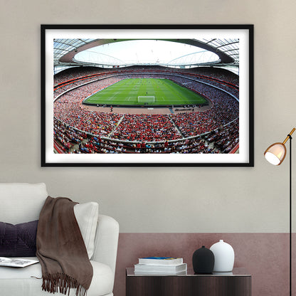 Arsenal Football Stadium in London, Stadium Canvas, Sport Art, Gift for him, White Border Framed Art Print Wall Decor