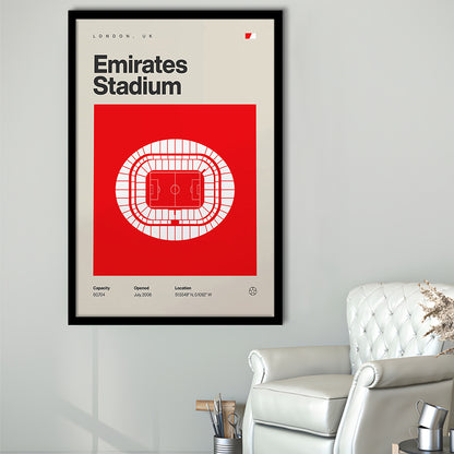 Emirates Stadium Football Print, Stadium Art, Gifts for him, Sport Art, Framed Art Print Wall Decor