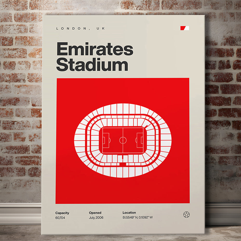Emirates Stadium Football Print, Stadium Canvas Art, Fan Gifts, Sport Art, Canvas Print Wall Art