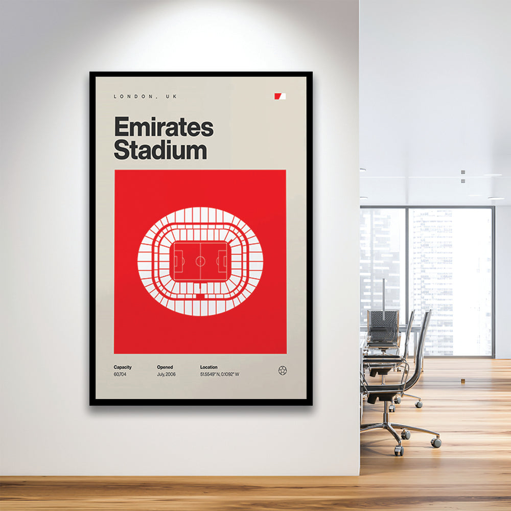 Emirates Stadium Football Print, Stadium Art, Gifts for him, Sport Art, Framed Art Print Wall Decor