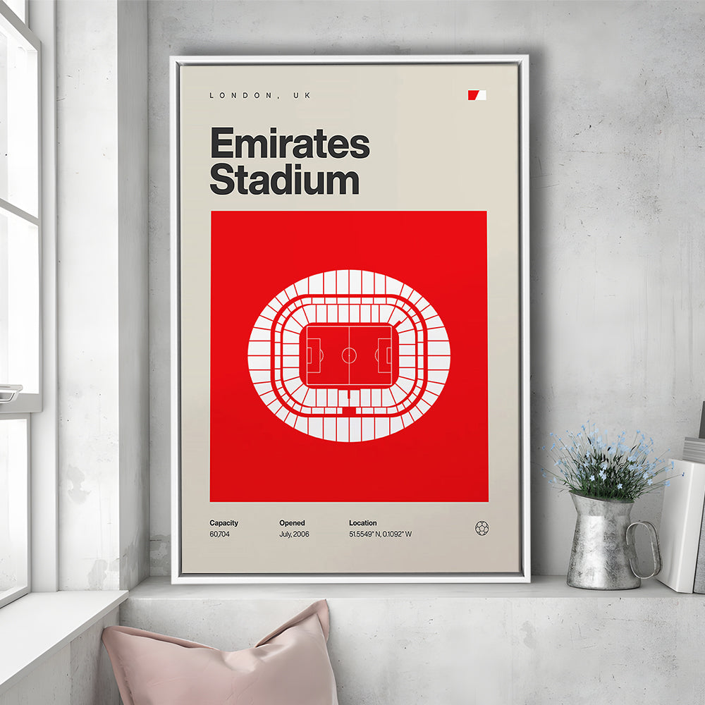Emirates Stadium Football Print, Stadium Canvas Art, Man Cave Gift, Floating Framed Canvas Print Wall Art