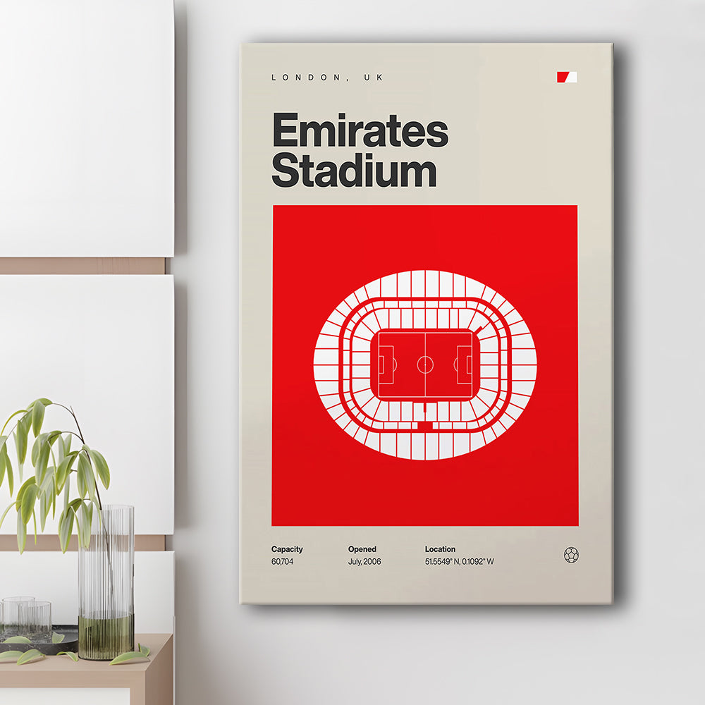 Emirates Stadium Football Print, Stadium Canvas Art, Fan Gifts, Sport Art, Canvas Print Wall Art