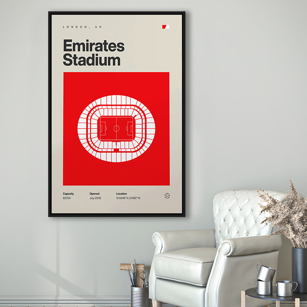Emirates Stadium Football Print, Stadium Canvas Art, Man Cave Gift, Floating Framed Canvas Print Wall Art