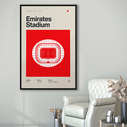 Emirates Stadium Football Print, Stadium Canvas Art, Man Cave Gift, Floating Framed Canvas Print Wall Art