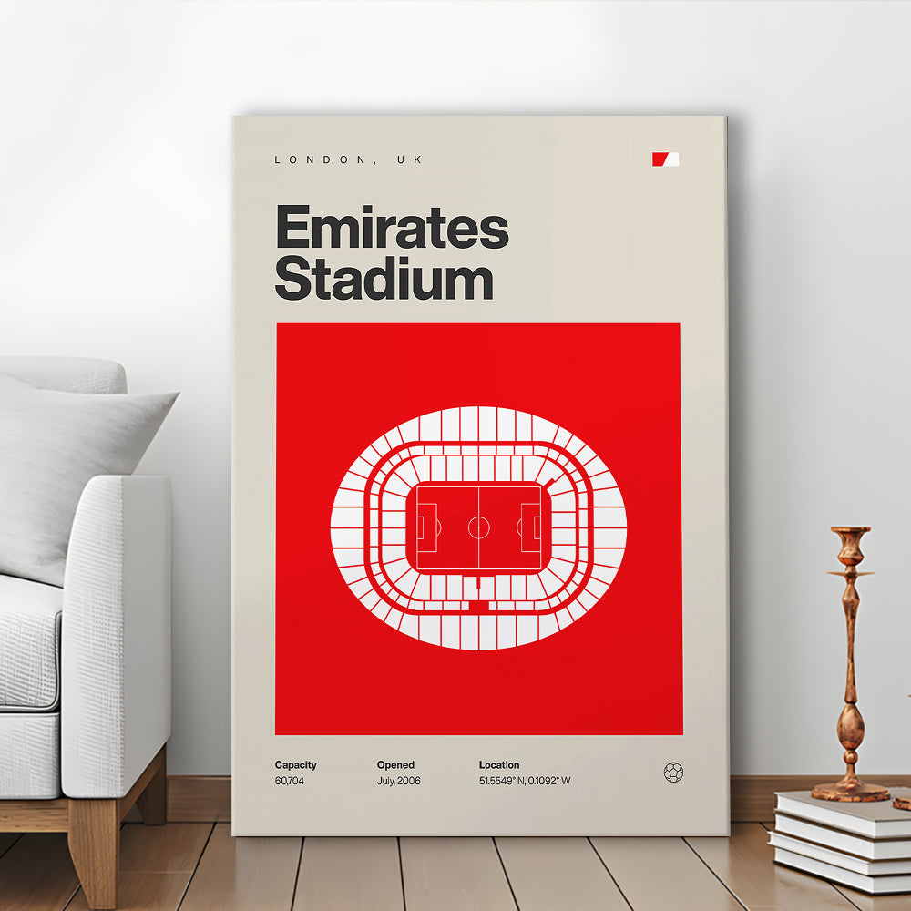 Emirates Stadium Football Print, Stadium Canvas Art, Fan Gifts, Sport Art, Canvas Print Wall Art
