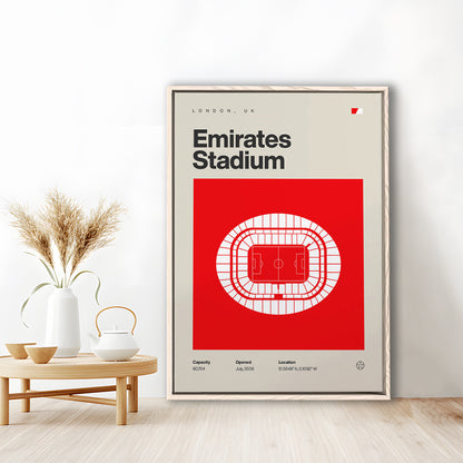 Emirates Stadium Football Print, Stadium Canvas Art, Man Cave Gift, Floating Framed Canvas Print Wall Art