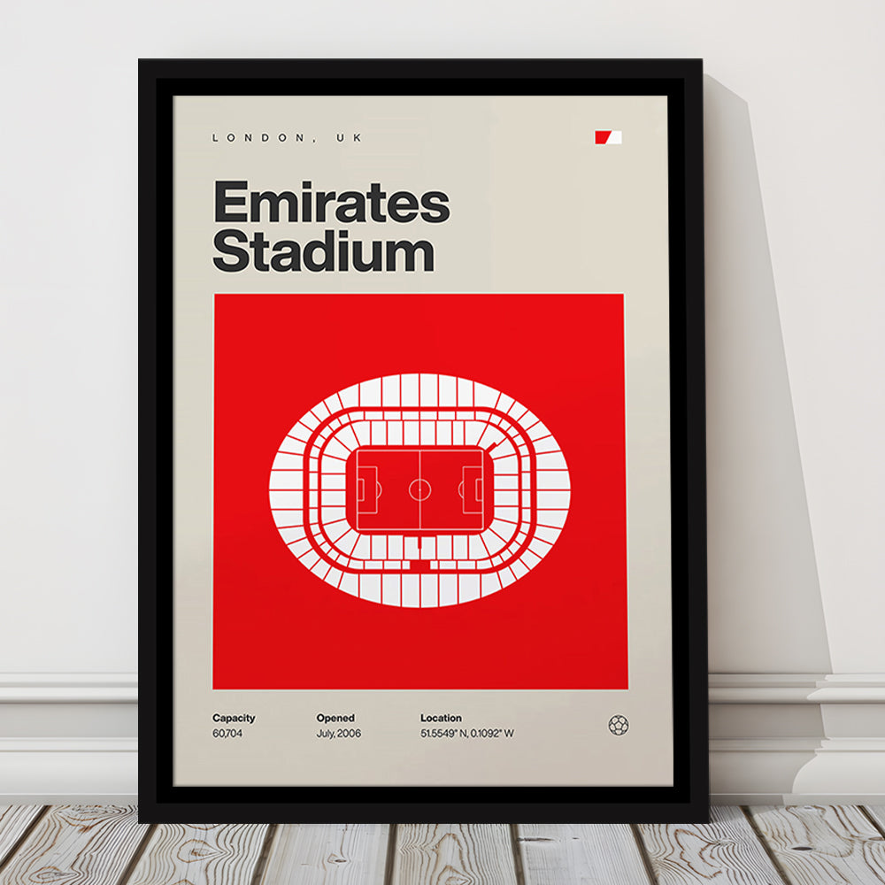 Emirates Stadium Football Print, Stadium Canvas Art, Man Cave Gift, Floating Framed Canvas Print Wall Art