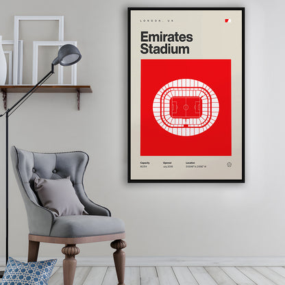 Emirates Stadium Football Print, Stadium Canvas Art, Man Cave Gift, Floating Framed Canvas Print Wall Art