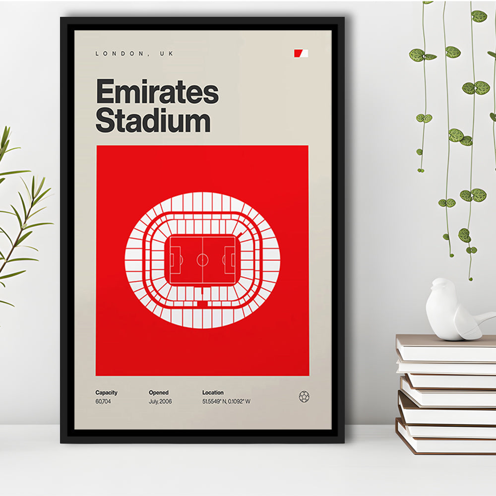 Emirates Stadium Football Print, Stadium Canvas Art, Man Cave Gift, Floating Framed Canvas Print Wall Art