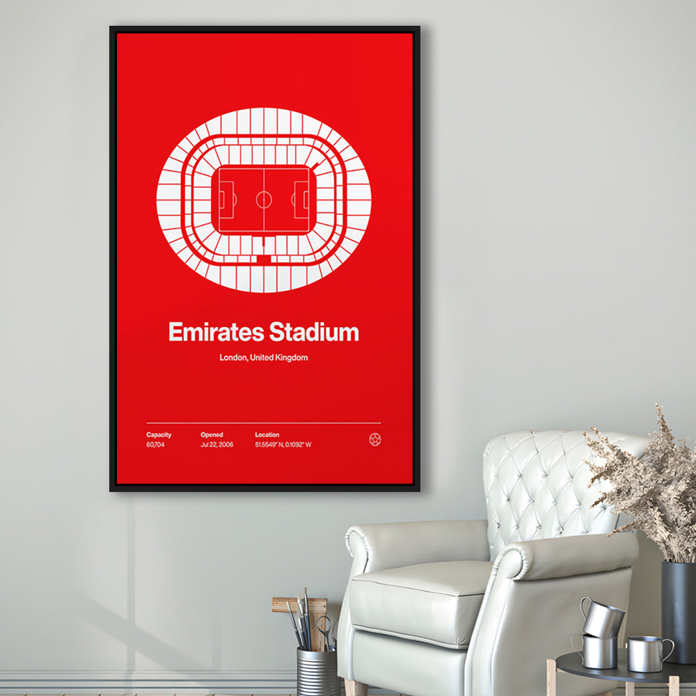 Emirates Stadium Print, Stadium Canvas Art, Man Cave Gift, Floating Framed Canvas Print Wall Art
